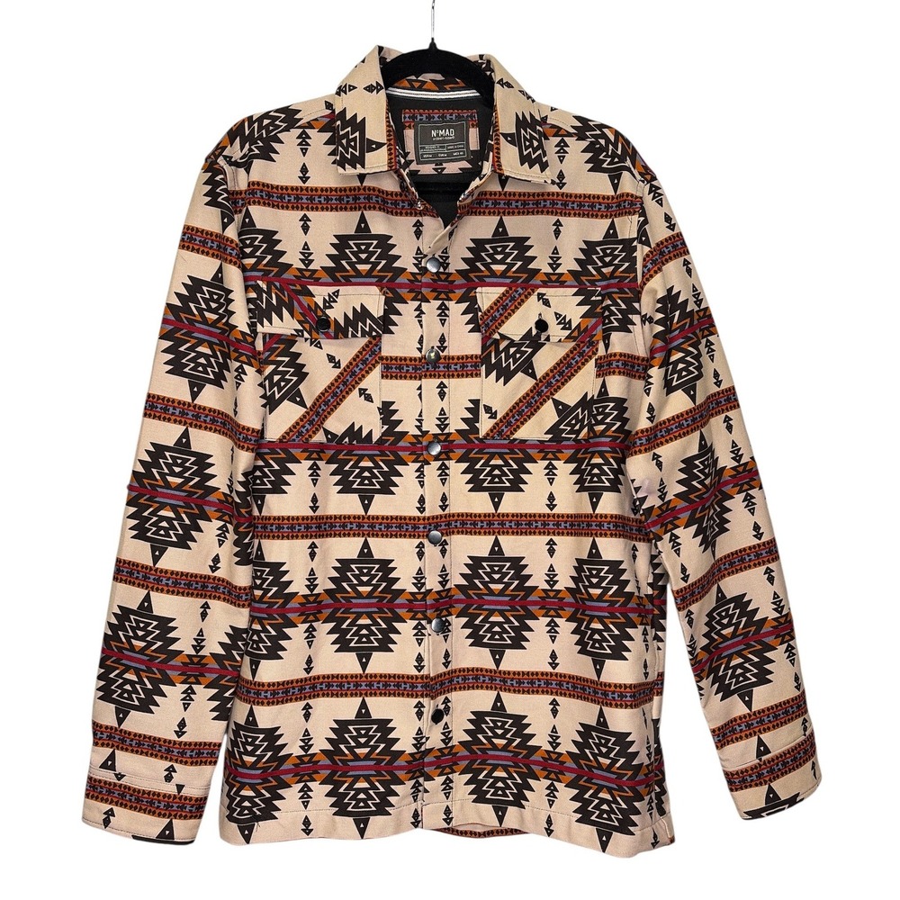 Nomad by Craft Flow Mens‎ Medium Southwestern Geometric Twill Shirt Jacket M